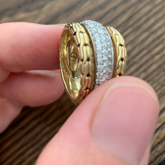 John Hardy Gold Chain Diamond Ring - Picture 8 of 8